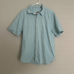 True Grit Button Down Shirt Men's M Light Blue Western Short Sleeve Cotton